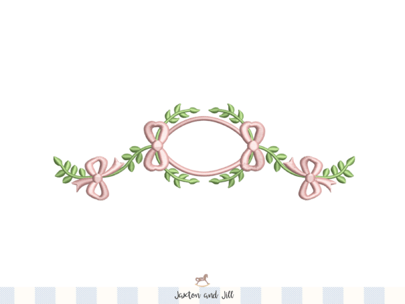 Foliage Bow Monogram Frame Embroidery