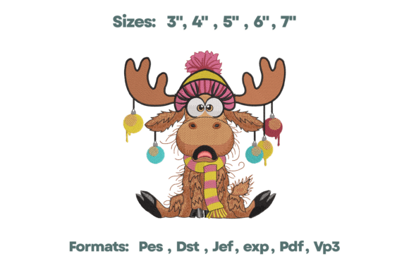 Funny Moose Ornament Chaos Embroidery