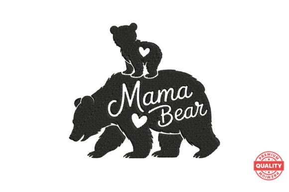 Mother and Baby Bear Embroidery Design