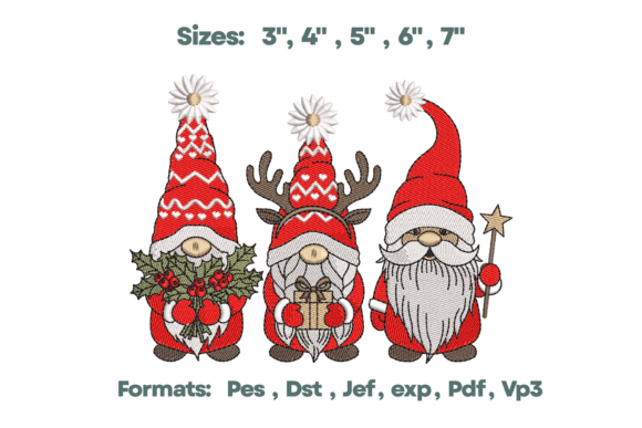 Trio Christmas Gnomes Embroidery Design Review